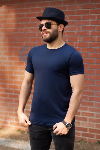 Lacivert Basic Rahat İnce Petek Kumaş Spor Erkek Tshirt 22ETSHPORT ürün görseli 1