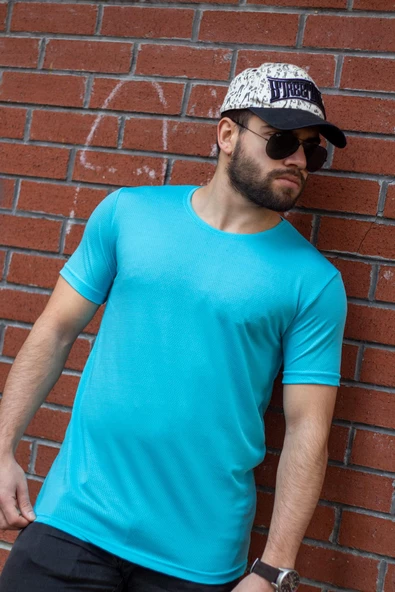 Turkuaz Basic Rahat İnce Petek Kumaş Spor Erkek Tshirt 22ETSHPORT ürün görseli 1