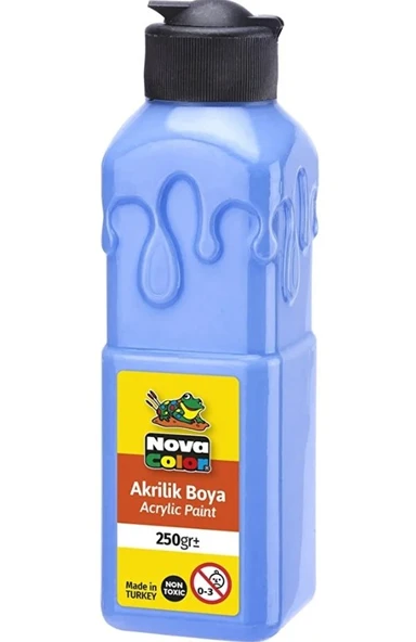 Açık Mavi Akrilik Boya 250 gr 1 Adet Su Bazlı Akrilik Boyası Hobi Sanatsal Boy Tuval Ahşap Metal ürün görseli 1