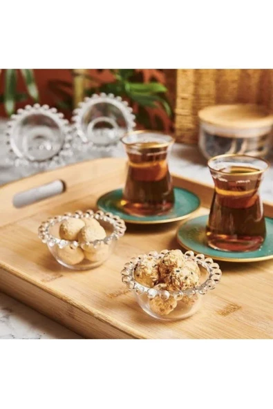Dekoratif Boncuklu Cam Kase Seti 6’lı – Tatlı & Atıştırmalık Sunumluk ürün görseli 1
