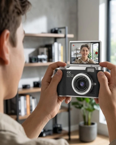 4k Dijital Kamera 48 Mp 8x Zoom Ve 180 Derece Flip Ekran Vlog Çekim Özellikli ürün görseli 1