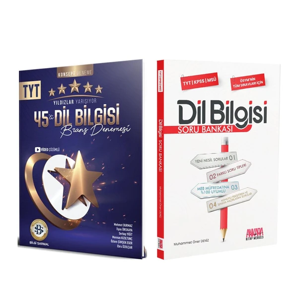 Bilgi Sarmal TYT Dil Bilgisi Yıldızlar Yarışıyor Deneme ve AKM Dil Bilgisi Soru Bankası Seti 2 Kitap ürün görseli 1