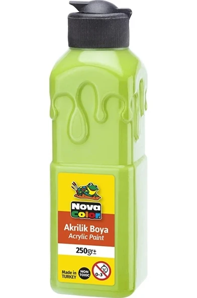 Açık Yeşil Akrilik Boya 250 gr 1 Adet Su Bazlı Akrilik Boyası Hobi Sanatsal Boy Tuval Ahşap Metal ürün görseli 1