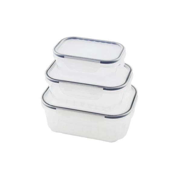 3pcs Sızdırmaz Saklama Kabı Seti Şeffaf Kap Buğulu Contalı Kapak 500 1000 1700ml ürün görseli 1