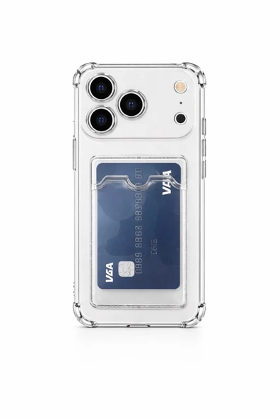 iPhone 17 Pro Max Kartlıklı Antişok Kılıf Şeffaf ürün görseli 1