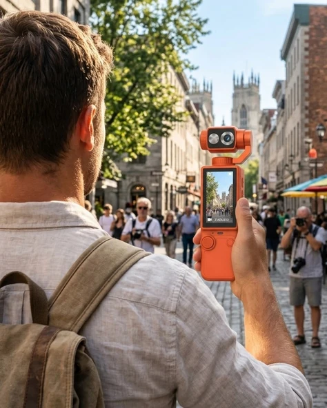 Kompakt 4K Gimbal Kamera 180 Derece Döner Başlık Stabil Video ve Vlog Uyumlu ürün görseli 1