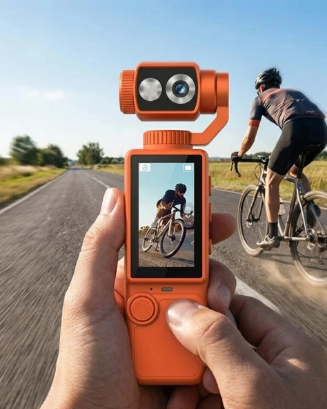 4K Video Çekim Özellikli Gimbal Kamera 180 Derece Dönebilen Lens Stabil Çekim ürün görseli 1
