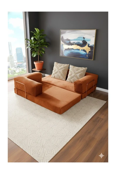 Mat Matta Kanepe, Fitilli Kadife, Silinir, Yıkanır, Rebonded 50dns, 36h Cm, Çökmez, Dayanıklı, 90x180cm ürün görseli 1