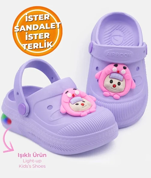 Kocamanlar 2316 Işıklı Emojili Sabo Günlük Terlik Unisex Çocuk Terlik ürün görseli 1