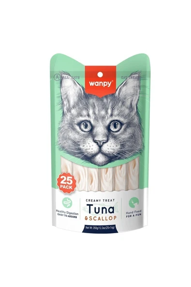 Wanpy Ton Balıklı ve Deniz Taraklı Krema Kedi Ödülü 25x14gr ürün görseli 1