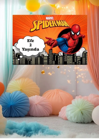 Spider Man Temalı Kişiye Özel İsimli 150x100 Cm Ölçüsünde Branda T1 ürün görseli 1