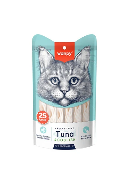 Wanpy Ton ve Morina Balıklı Krema Kedi Ödülü 25x14gr ürün görseli 1