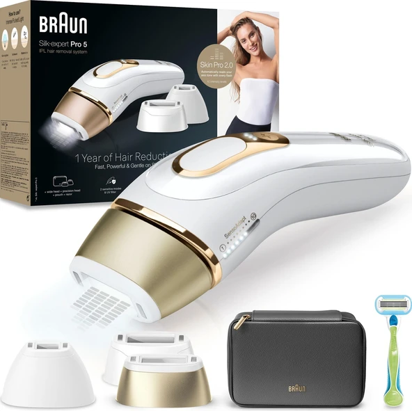 Braun PL5242 IPL Silk·Expert Pro 5, Evde Tüy Alma, Çanta, Venus Tıraş Makinesi, 3 Başlık ile Beyaz ürün görseli 1