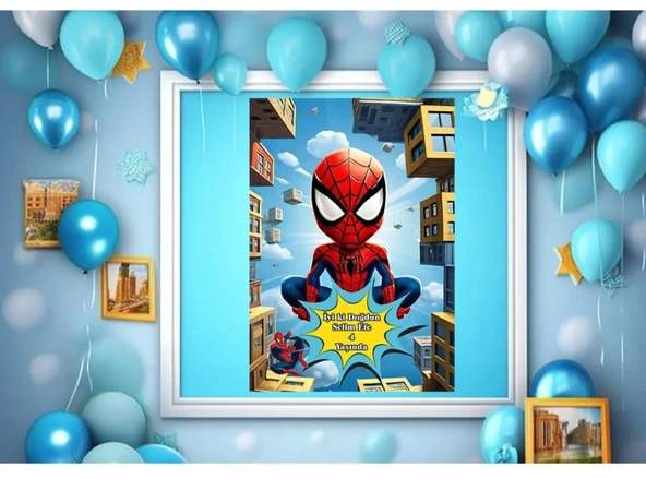Spider Man Temalı Kişiye Özel İsimli 70 X 100 Cm Ölçüsünde Branda T1 ürün görseli 1