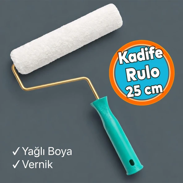 Kadife Rulo Yağlı Boya ve Vernik İçin Uygun Vernik Uzmanı Kadife Boya Rulosu (1 Adet) 25 cm ürün görseli 1