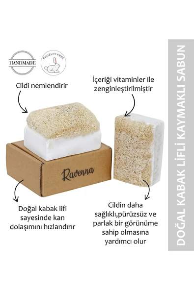 RAVENNA Doğal Kabak Lifli El Yapımı Kaymaklı Sabun 130 Gr ürün görseli 1