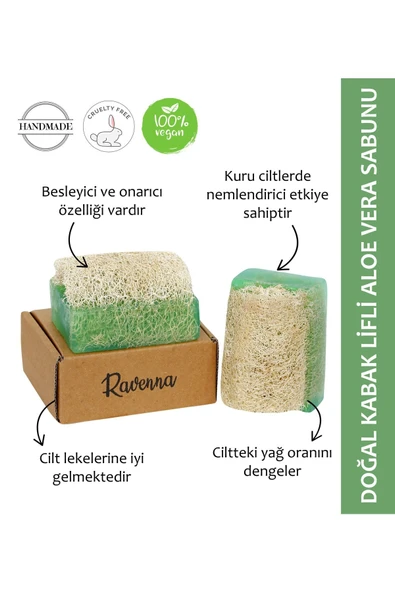 RAVENNA Doğal Kabak Lifli El Yapımı Aloe Vera Sabunu 130 gram ürün görseli 1