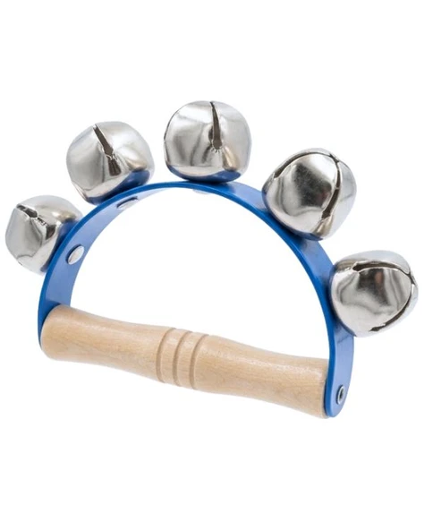 Temel Ahşap Saplı Ritim El Zili 5 Zilli Mavi 10.5 cm BY11-15 ürün görseli 1