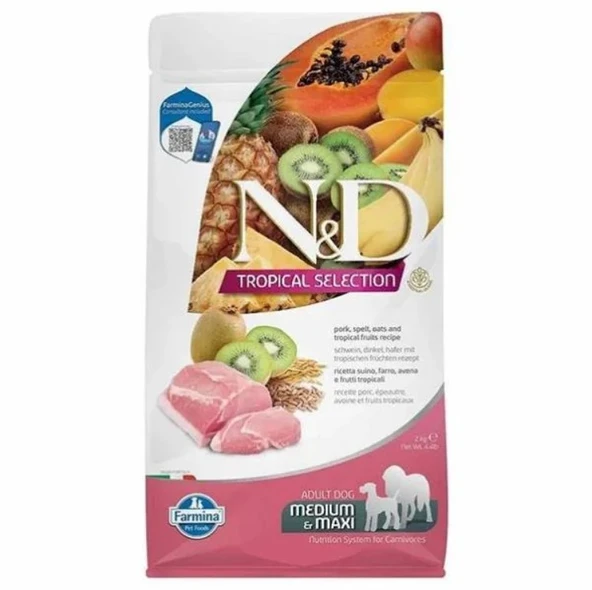 N&D Tropical Selection Adult Domuz Etli Orta ve Büyük Irk Yetişkin Köpek Maması 2 Kg ürün görseli 1