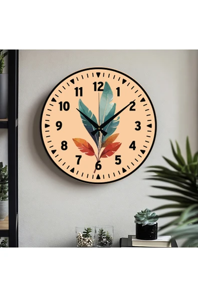 M&H Quality kelebek desenli Dekoratif Türkçe Rakamlı UV Baskılı Duvar Saati (Sessiz) Akar Mekanizma Metal Akrep ürün görseli 1