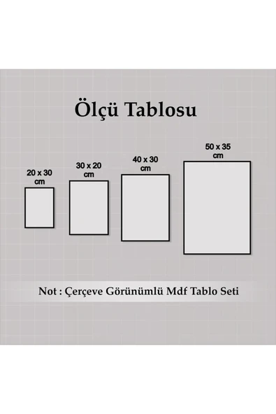 M&H Quality 3 Parça Çerçeve Görünümlü Mdf Tablo Seti Setra - Resim 3