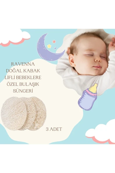 RAVENNA BEBEKLERE ÖZEL DOĞAL KABAK LİFLİ BULAŞIK YIKAMA SÜNGERİ 3 ADET ürün görseli 1