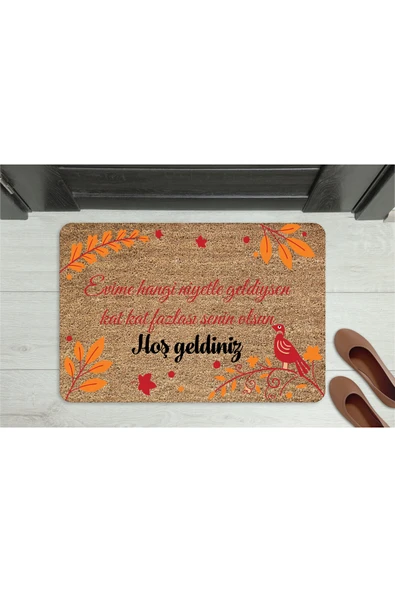 M&H Quality Anlamlı Mesajlı Hoş Geldiniz Kapı Önü Paspası – Çiçek Desenli, Kaymaz ve Yıkanabilir (45x70 cm) ürün görseli 1