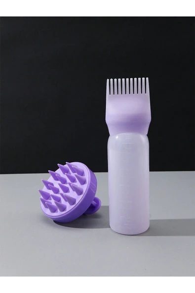 RAVENNA SAÇ BAKIM YAĞI APLİKATÖRÜ 6 OZ. PLASTİK ŞİŞE MOR +MOR MASAJ TARAGI 2 Lİ SAÇ BAKIM PAKETİ ürün görseli 1