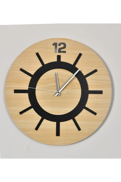 M&H Quality Dekoratif Modern Ahşap Duvar Saati ( Sessiz Akar Saat ) ürün görseli 1