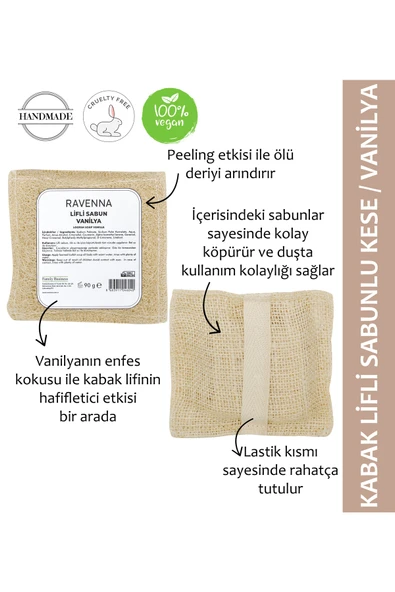 RAVENNA Doğal Kabak Lifli Keseli Vanilya Sabun 100 gram ürün görseli 1