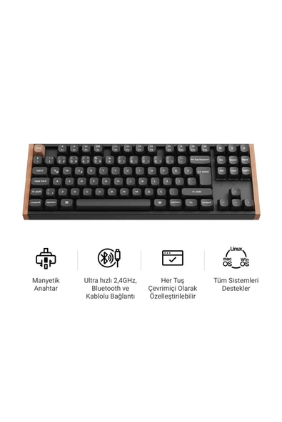 K8 HE Kablosuz Gateron Çift Raylı Manyetik Anahtar Özel Klavye (K8H-F1-TR) ürün görseli 1