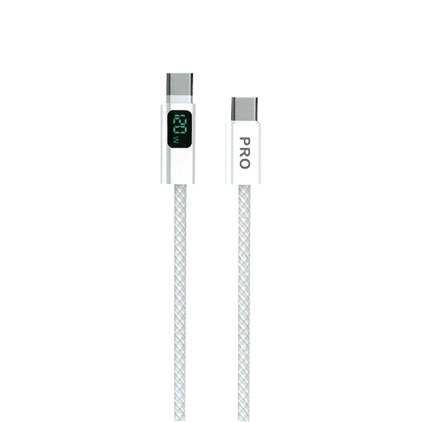 Dijital Göstergeli 120w Süper Hızlı Örgülü Type C To Type C Şarj Kablosu 1.2 Metre ürün görseli 1