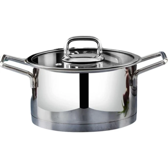 LINES SILVER 20 CM DERIN CELIK TENCERE  METAL KULP ürün görseli 1