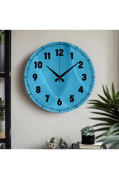 M&H Quality Dekoratif Türkçe Rakamlı UV Baskılı Duvar Saati (Sessiz) Akar Mekanizma Metal  Akrep Yelkovan ürün görseli 1