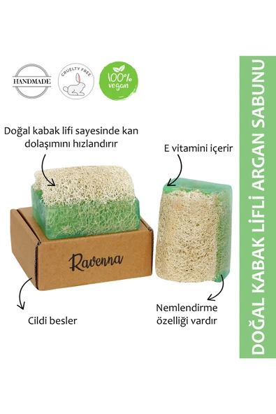 RAVENNA Doğal Kabak Lifli El Yapımı Argan Sabunu 130 gr ürün görseli 1