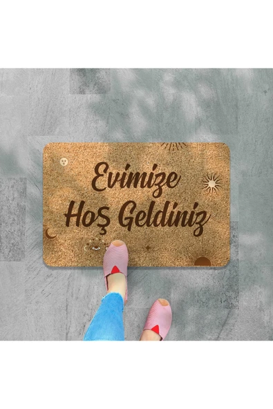 M&H Quality Dijital Baskılı kapı önü paspas Hoşgeldiniz yazılı Coco Görünümlü Kapı Önü Ve İçMekan Paspası ürün görseli 1
