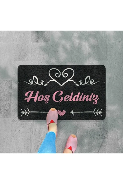 M&H Quality hoş geldiniz yazılır Dekoratif Dış Kapı Önü ve Iç Mekan Paspası yıkanabilir ürün görseli 1