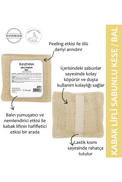 RAVENNA Doğal Kabak Lifli Keseli Ballı Sabun 100 gram. ürün görseli 1
