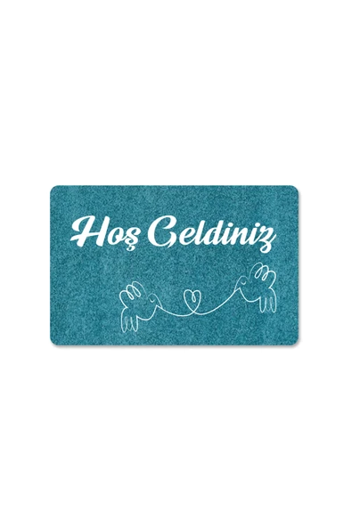 M&H Quality Dijital Baskılı kapı önü paspas Hoşgeldiniz Yazılı Çiçek Desen ve kedi Iç ve Dış Kapı Yıkanabilir ürün görseli 1