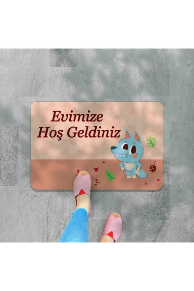 M&H Quality hoş geldiniz yazılır Dekoratif Dış Kapı Önü ve Iç Mekan Paspası yıkanabilir ürün görseli 1