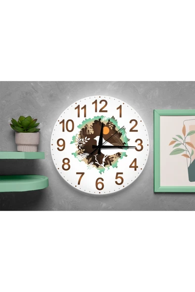 M&H Quality Doğa Kuşu Tasarımlı Sessiz Mekanizmalı MDF Duvar Saati – 40x40 cm ürün görseli 1