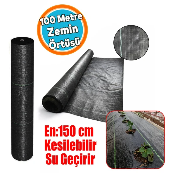 Yer Sergenliği JUT En: 150 cm (100 Metre) Malç Sera taban Gölge Sergenlik Örtüsü Yabani Ot Engelleme ürün görseli 1