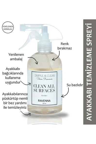 RAVENNA Simple&clean Ayakkabı Ve Kumaş Temizleme Spreyi 500 ml ürün görseli 1