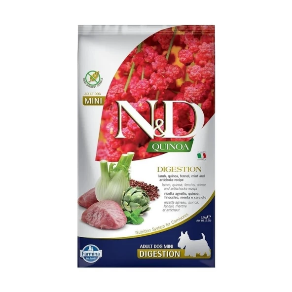 N&D Quinoa Digestion Adult Kuzu Ve Kinoa Aromalı Hassas Sindirim Küçük Irk Yetişkin Köpek Maması 2.5 Kg ürün görseli 1