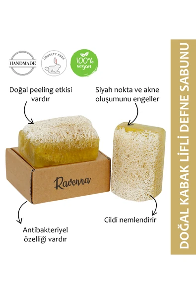 RAVENNA Doğal Kabak Lifli El Yapımı Defne Sabunu 130 Gram ürün görseli 1