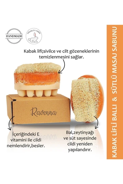 RAVENNA Doğal Kabak Lifli Ballı & Sütlü Masaj Sabunu 130 gr ürün görseli 1