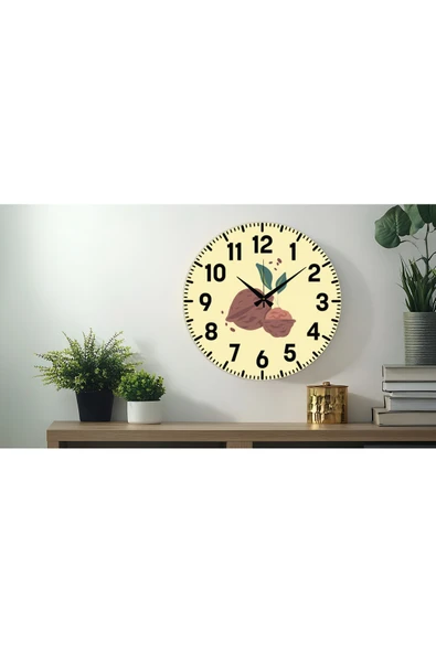 M&H Quality Dekoratif Türkçe Rakamlı UV Baskılı Duvar Saati (Sessiz) Akar Mekanizma 40CM Metal Akrep Yelkovan ürün görseli 1