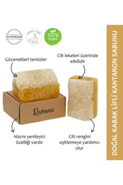 RAVENNA Doğal Kabak Lifli El Yapımı Kantaron Sabunu 130 Gram ürün görseli 1