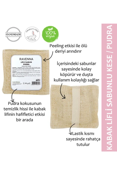RAVENNA Doğal Kabak Lifli Keseli Pudra Sabun 100 gram ürün görseli 1