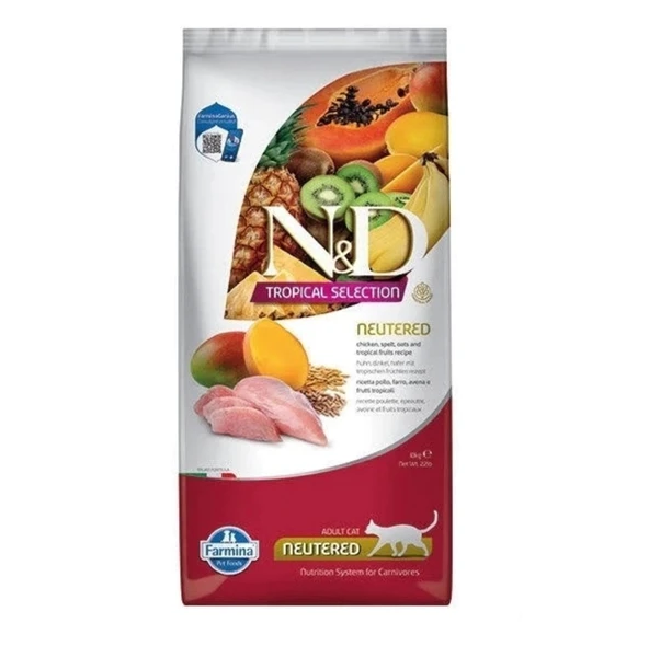 N&D Tropical Selection Tavuklu ve Tropikal Meyveli Kısırlaştırılmış Kedi Maması 5 Kg ürün görseli 1